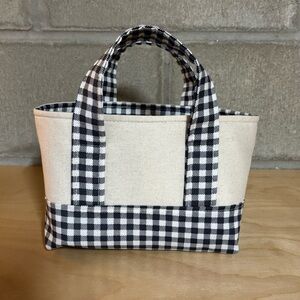 Handmade Checkered Canvas Mini Tote Bag